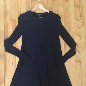 BCBGMaxAzria Jeanna Long Sleeve Knit Jersey A-Line Dress in Black Size Small